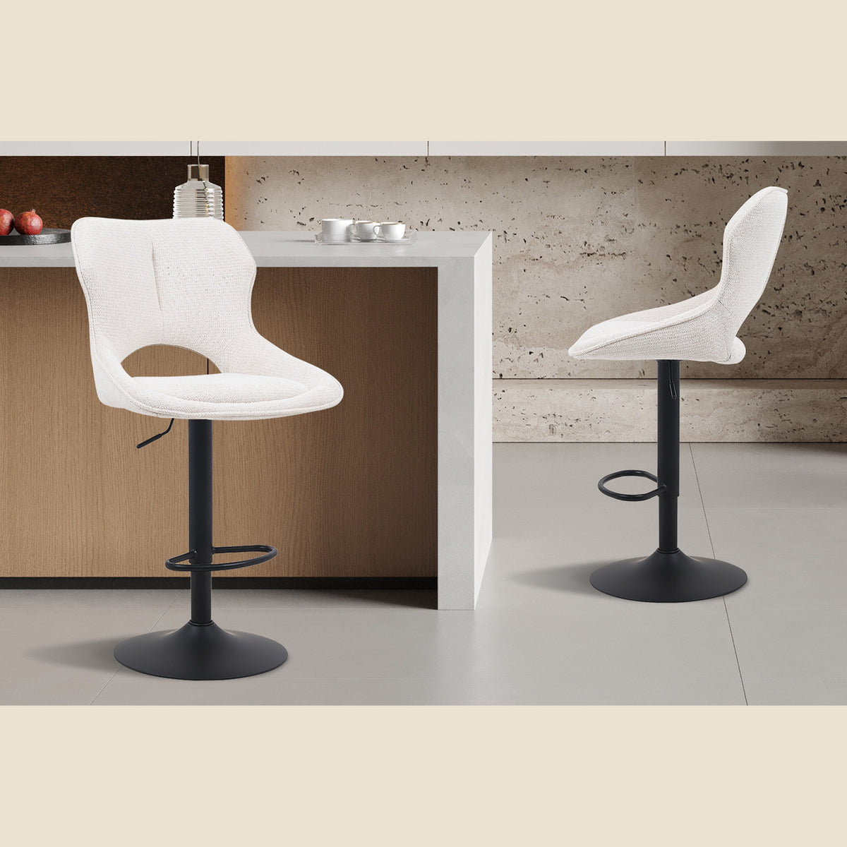 Chaise de bar Mori — Tissu, hauteur réglable
