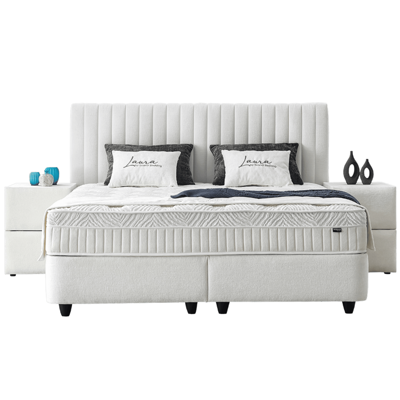Lit Laura — Boxspring velours à coffre de rangement