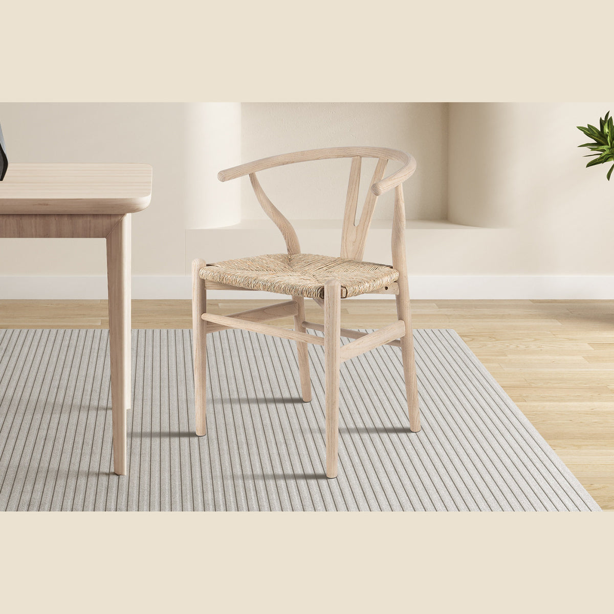 Chaise Bart — Orme massif et assise tissée