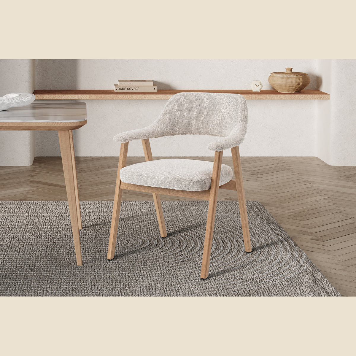 Chaise Coralie — Chêne massif et tissu