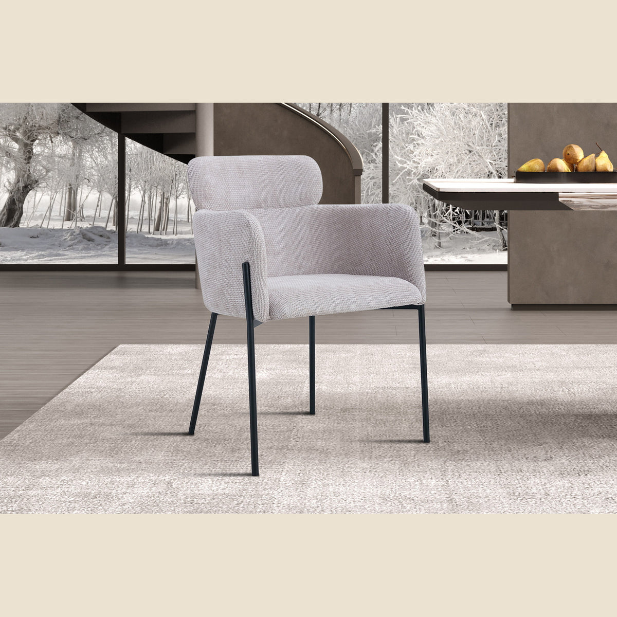 Chaise Naomi — Tissu, avec accoudoirs