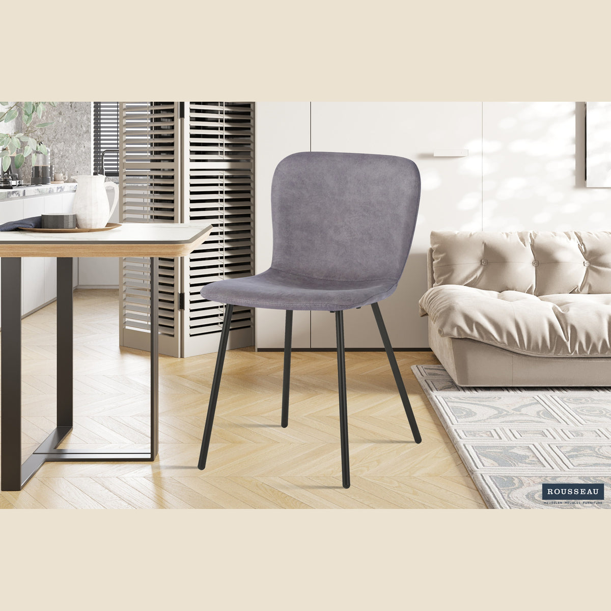Chaise Susan — PU, taupe ou gris foncé