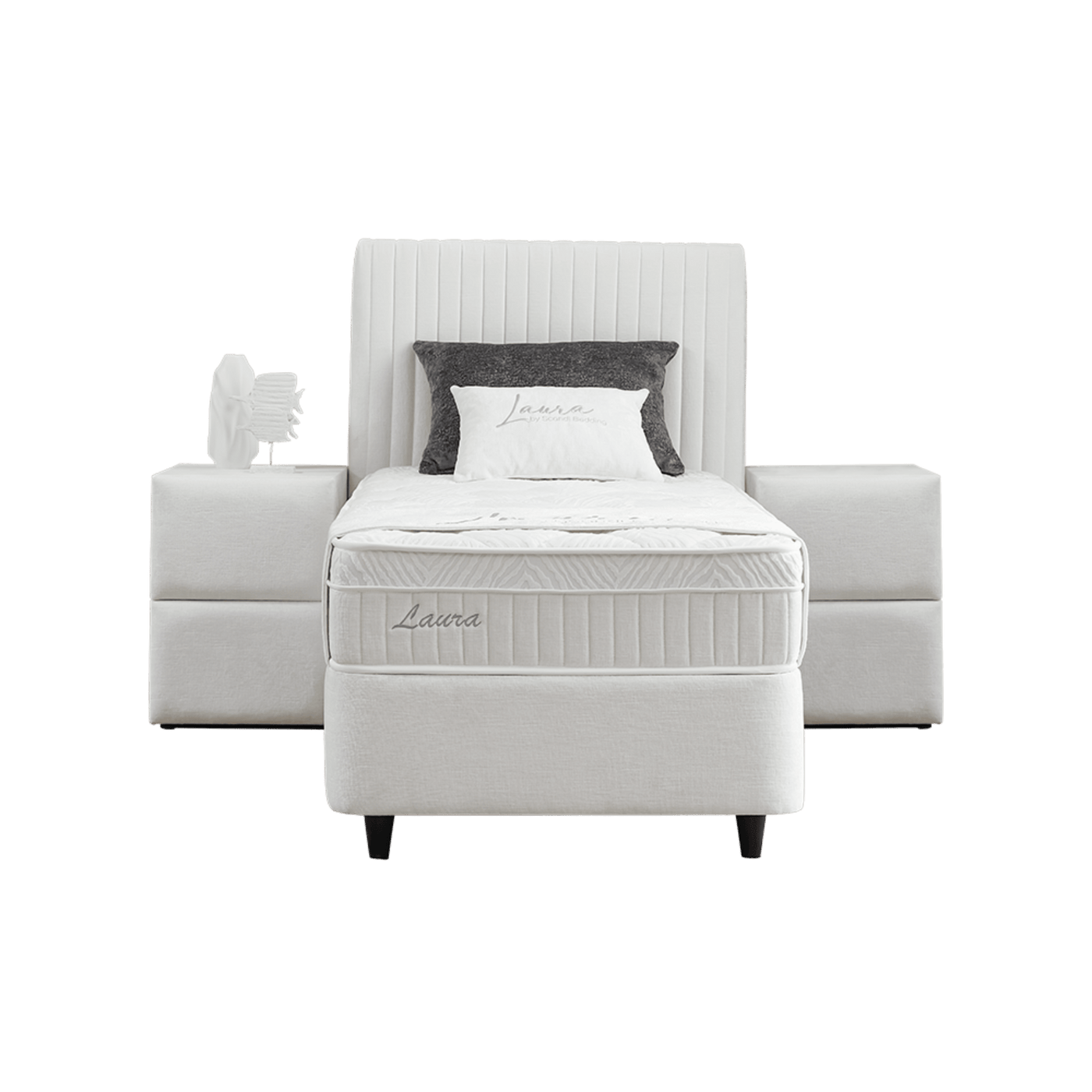 Lit Laura — Boxspring velours à coffre de rangement
