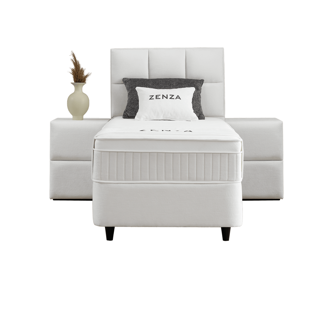 Lit Zenza — Boxspring velours à coffres