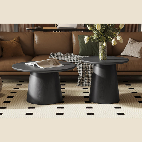 Table d'appoint Miklos — 60 cm ronde, décor brun foncé