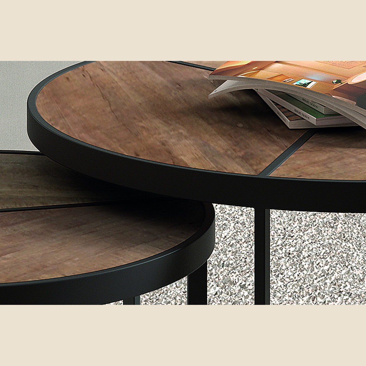 Table basse Laveu — Set de 2, bois de manguier