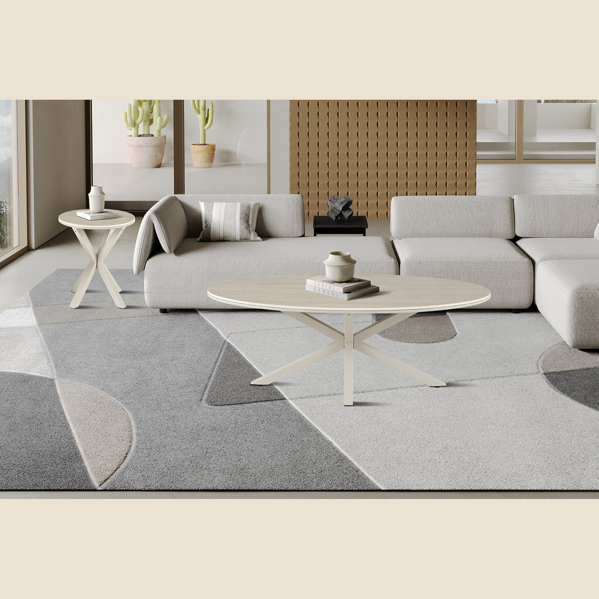 Table basse Noa — Aspect travertin