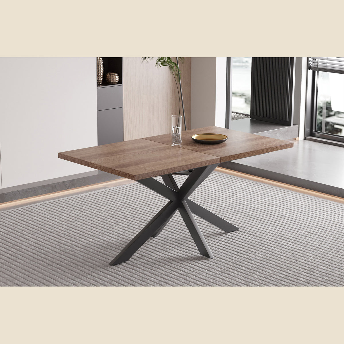 Table extensible Kos — 160-200 cm, décor bois brun