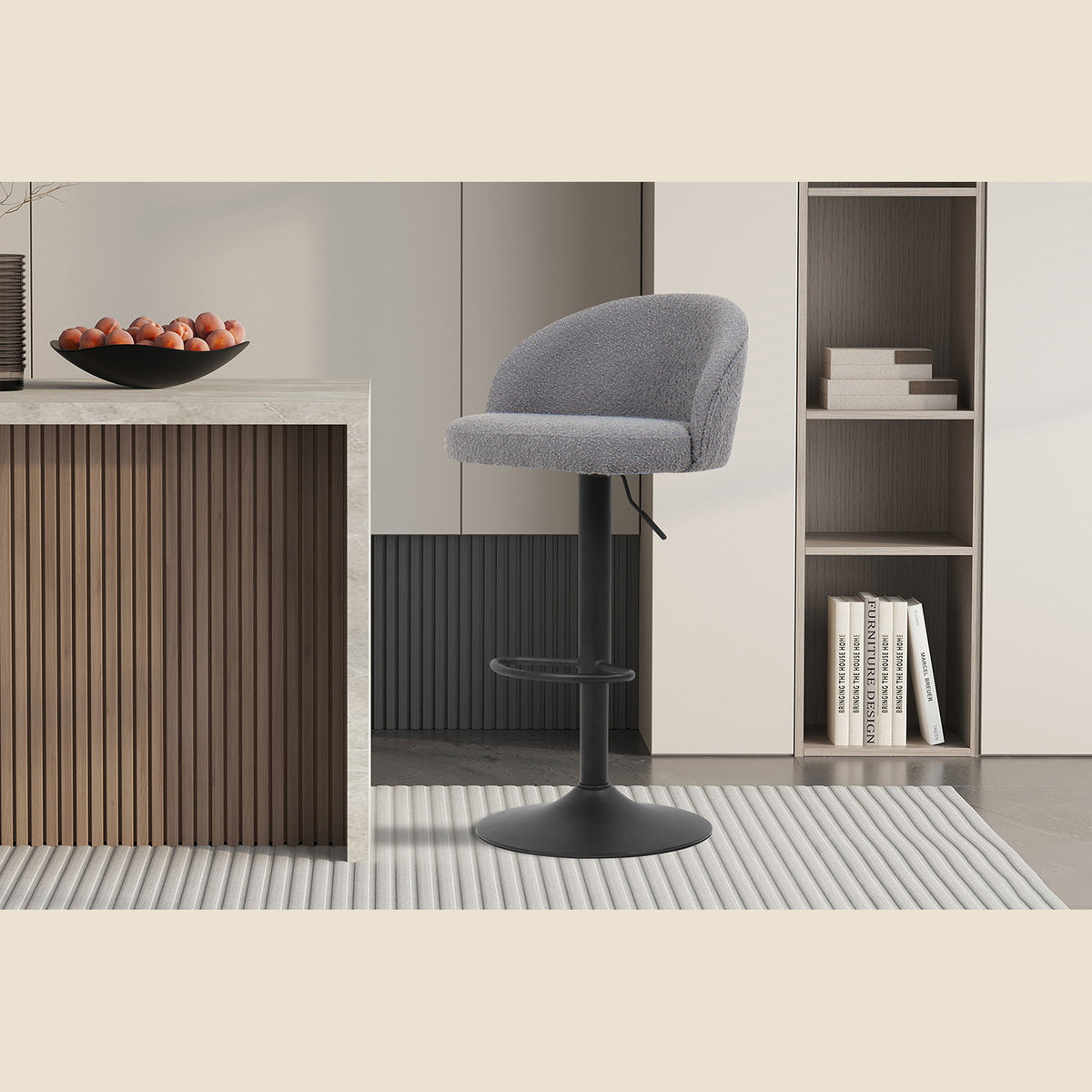 Tabouret de bar Arda — Bouclé