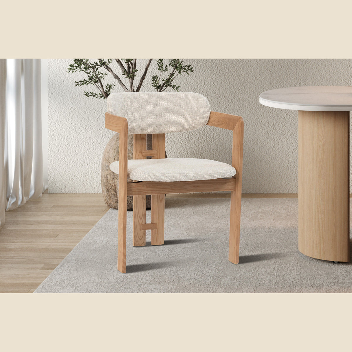 Chaise Camille — Frêne massif et tissu