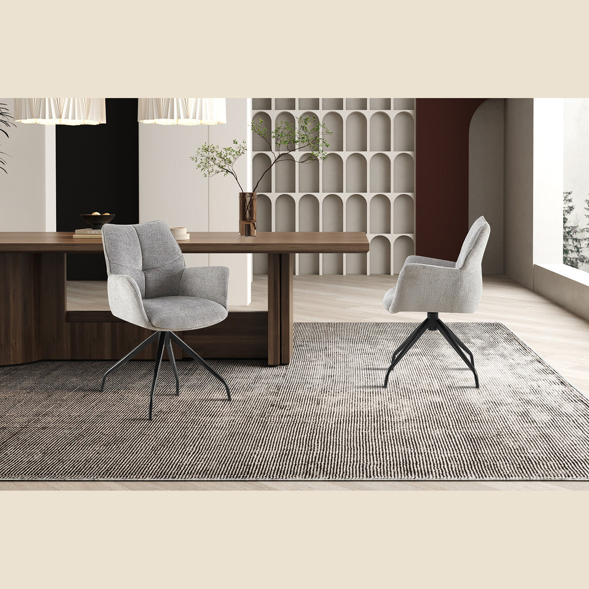 Chaise Lamor — Pivotante, tissu gris