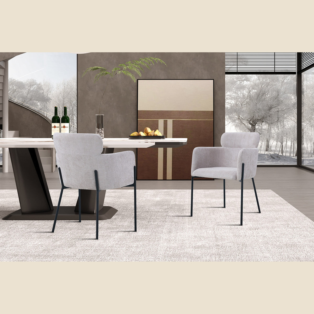 Chaise Naomi — Tissu, avec accoudoirs