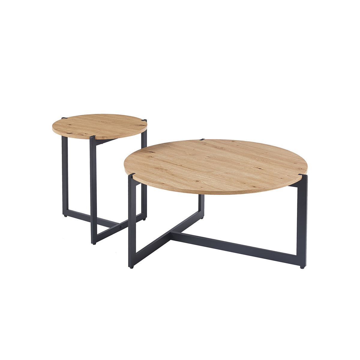Set de 2 tables basses Pola — Décor chêne vieilli