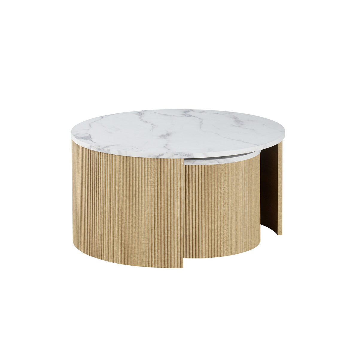 Set de 2 tables basses Rowan — Décor marbre beige