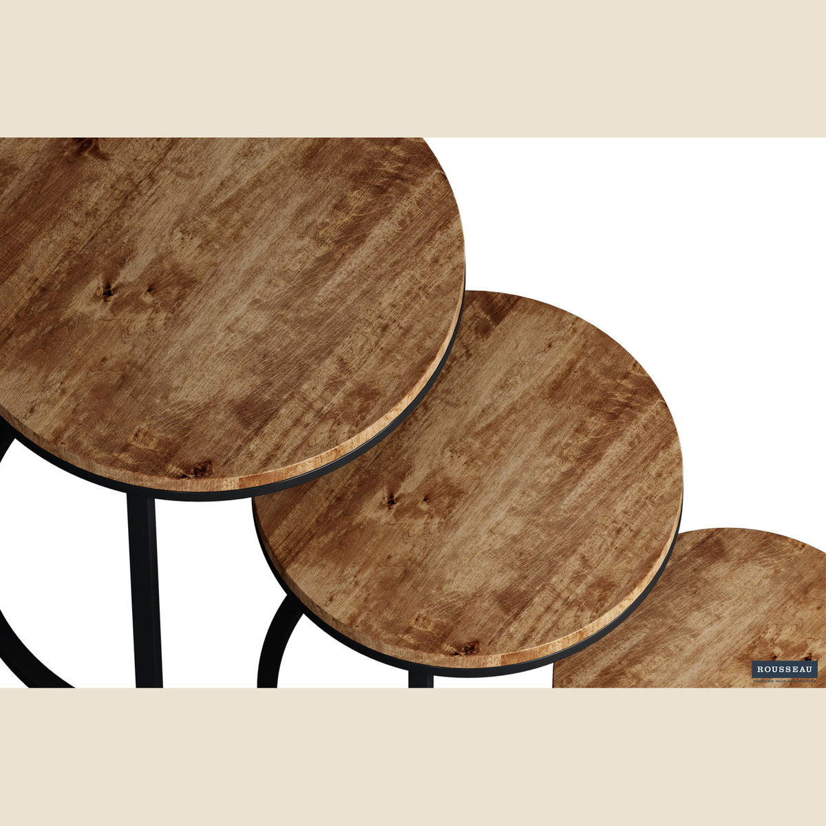 Table d'appoint Plano — Set de 3, bois de manguier