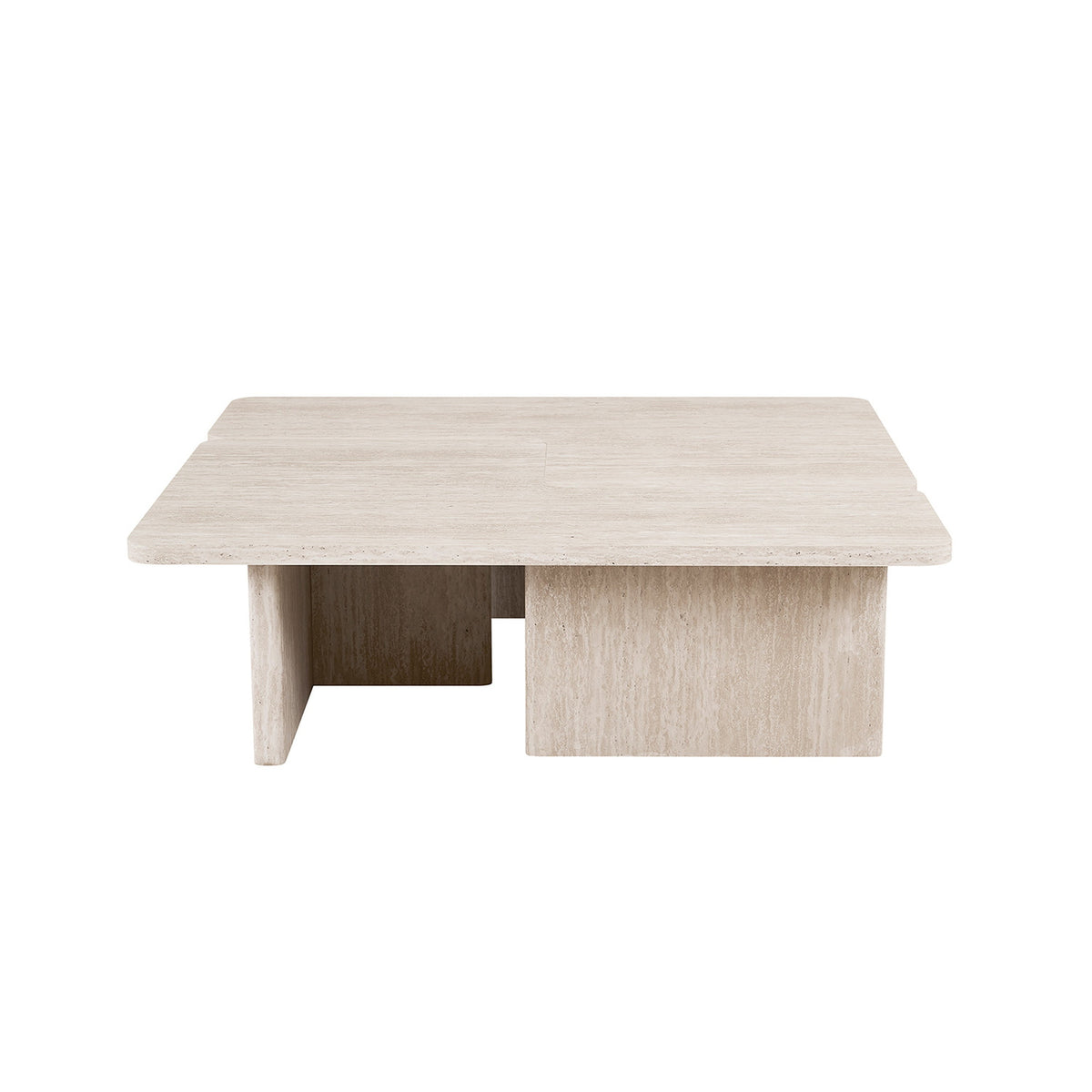 Table basse Arallo 120×120 — Travertin ou chêne