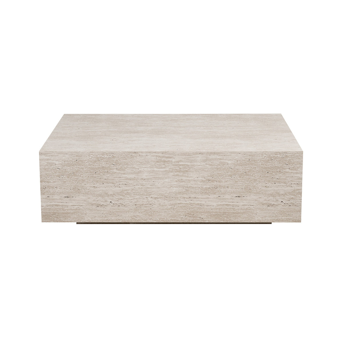 Table basse Jacky — Bloc décor travertin, 120 cm