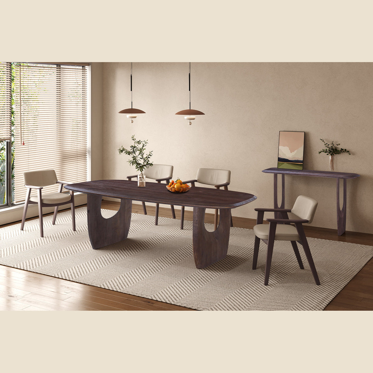 Table Braga — Bois de manguier, ovale danoise