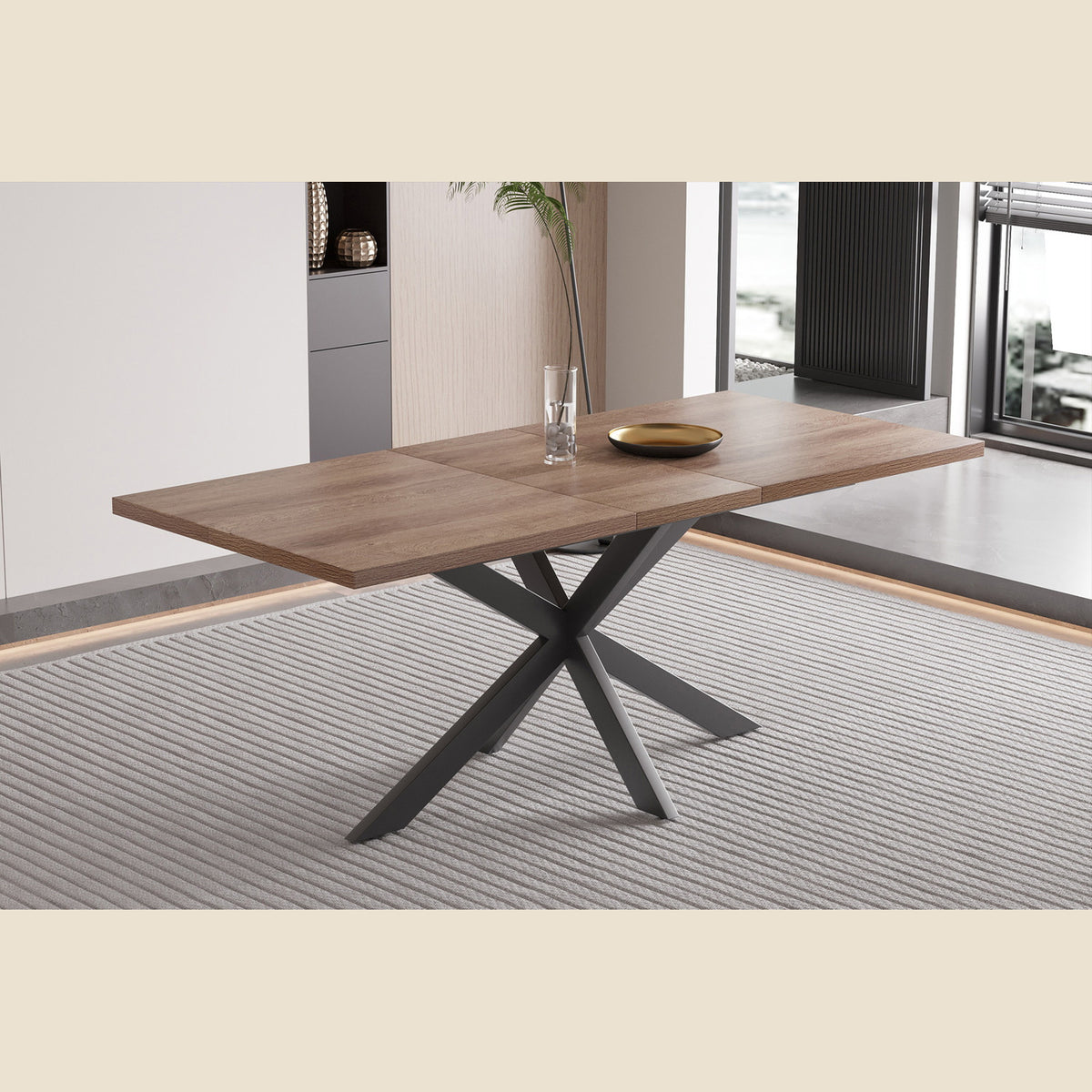 Table extensible Kos — 160-200 cm, décor bois brun
