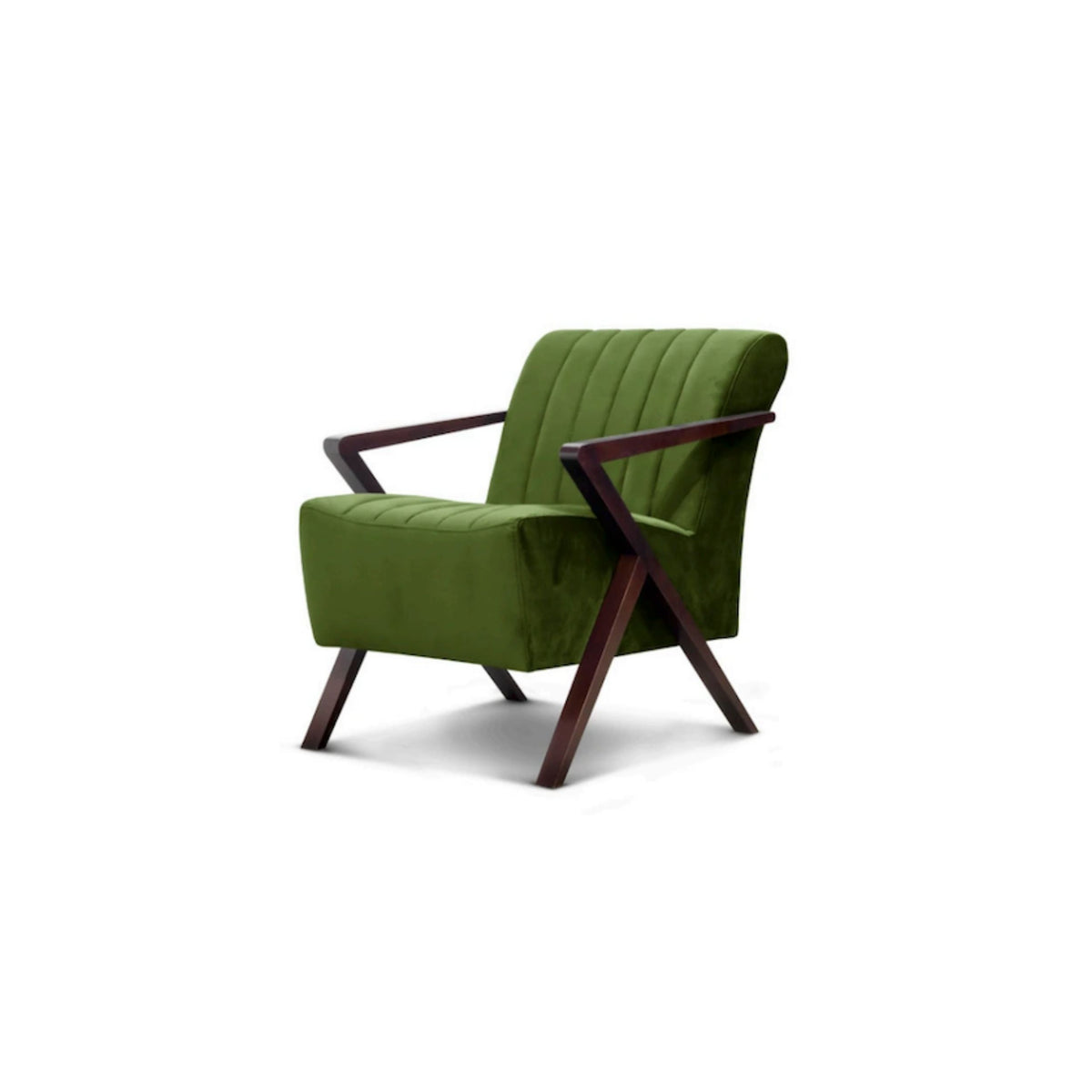 Fauteuil Dylan accoudoirs bois — Velours