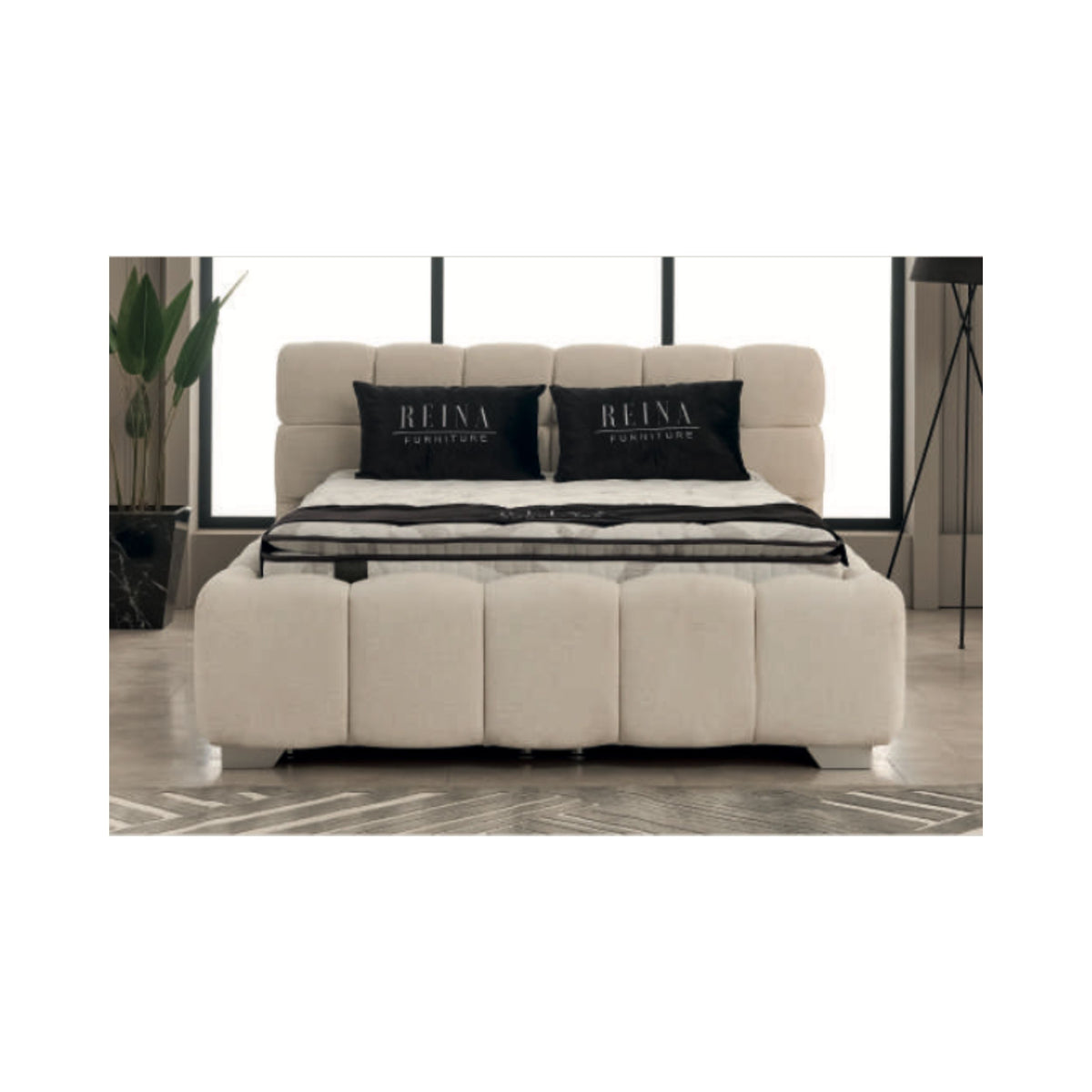 Lit boxspring Oscar — Tête de lit matelassée