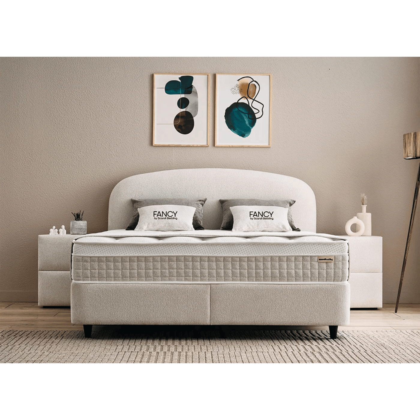 Lit Fancy — Boxspring velours à tête galbée