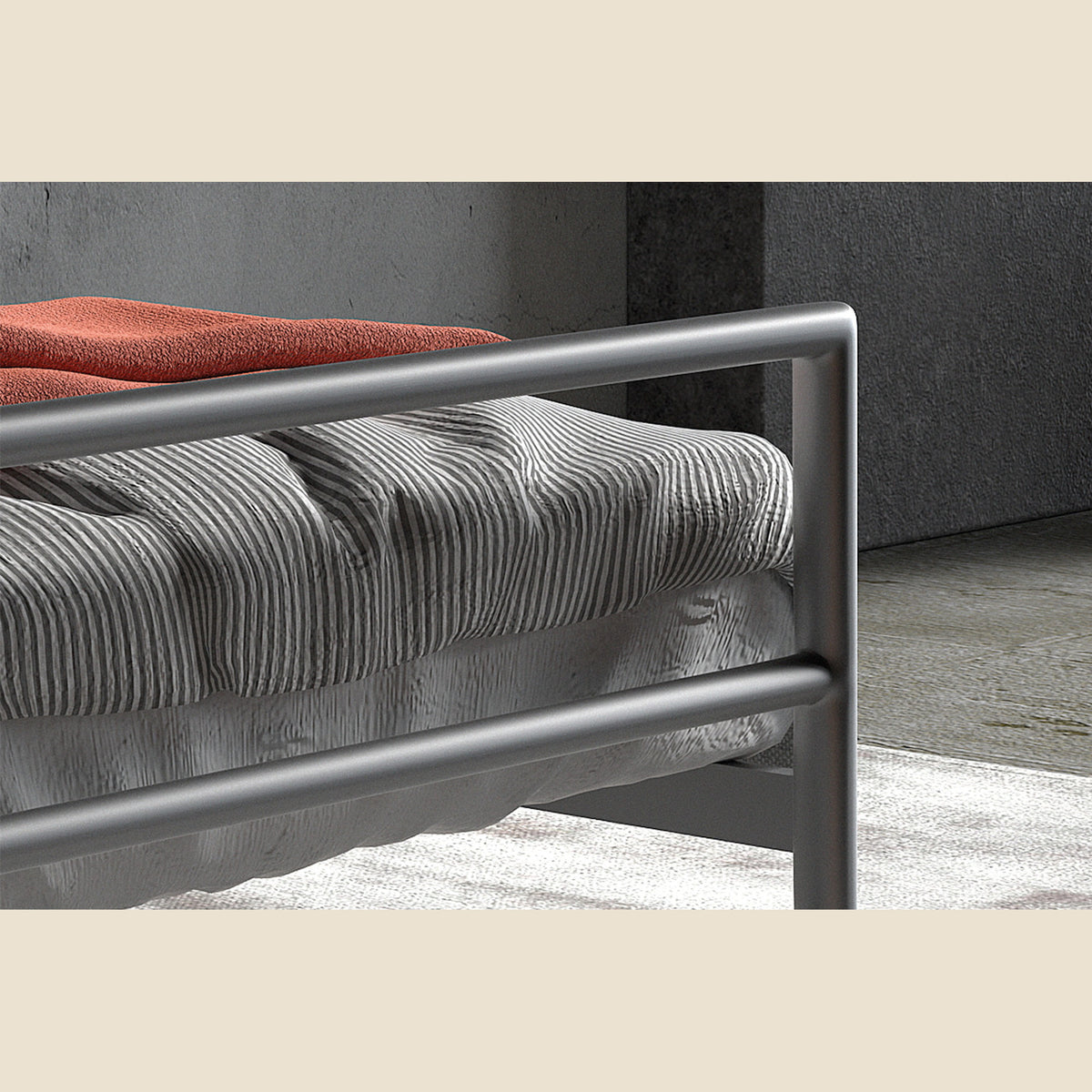 Lit Sandro avec sommier — Métal gris