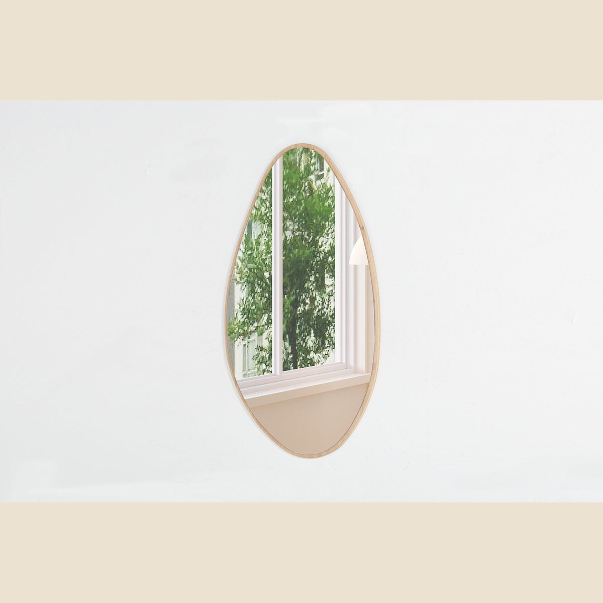 Miroir Rana — Forme organique, chêne vieilli