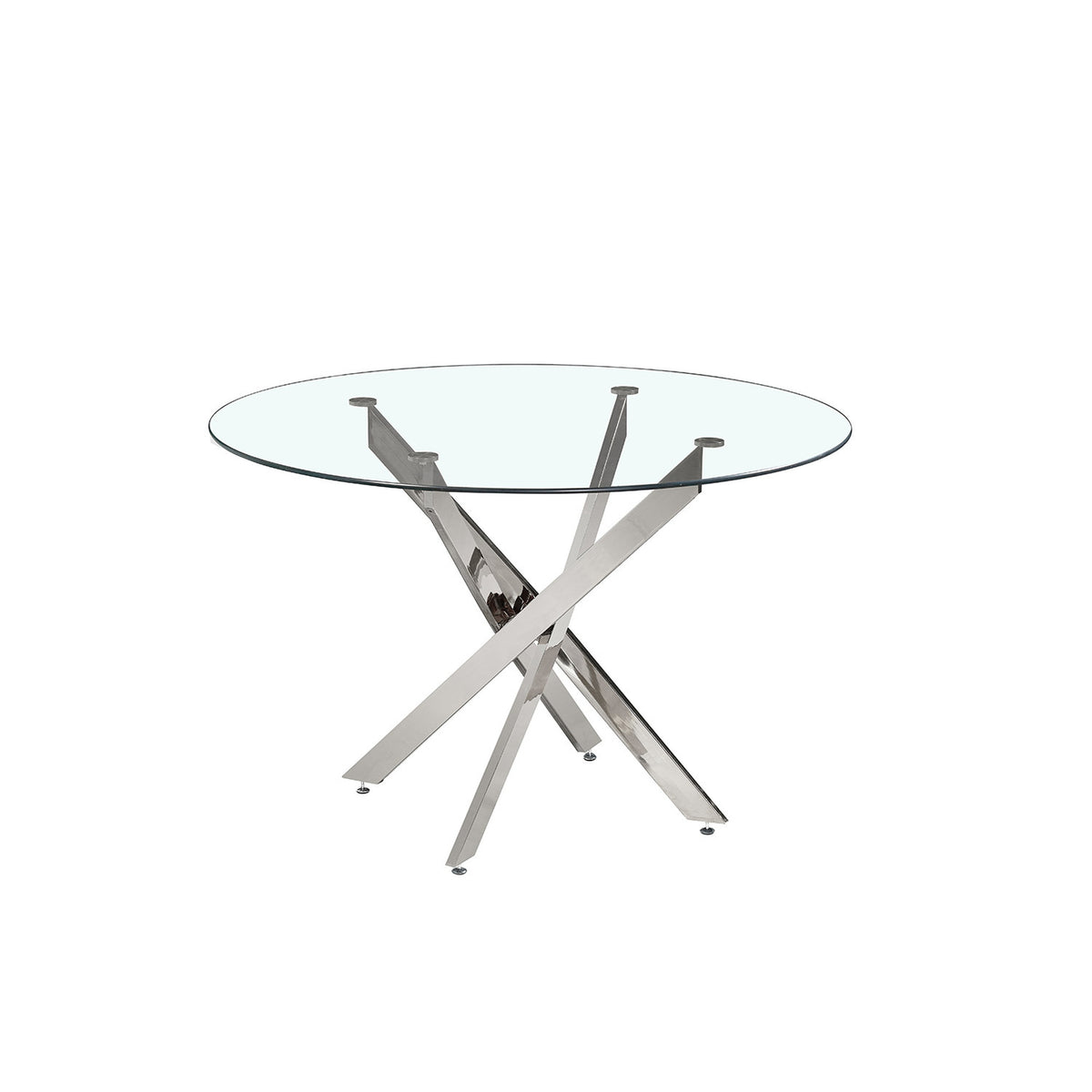 Table Lasi — Verre trempé, pieds chromés
