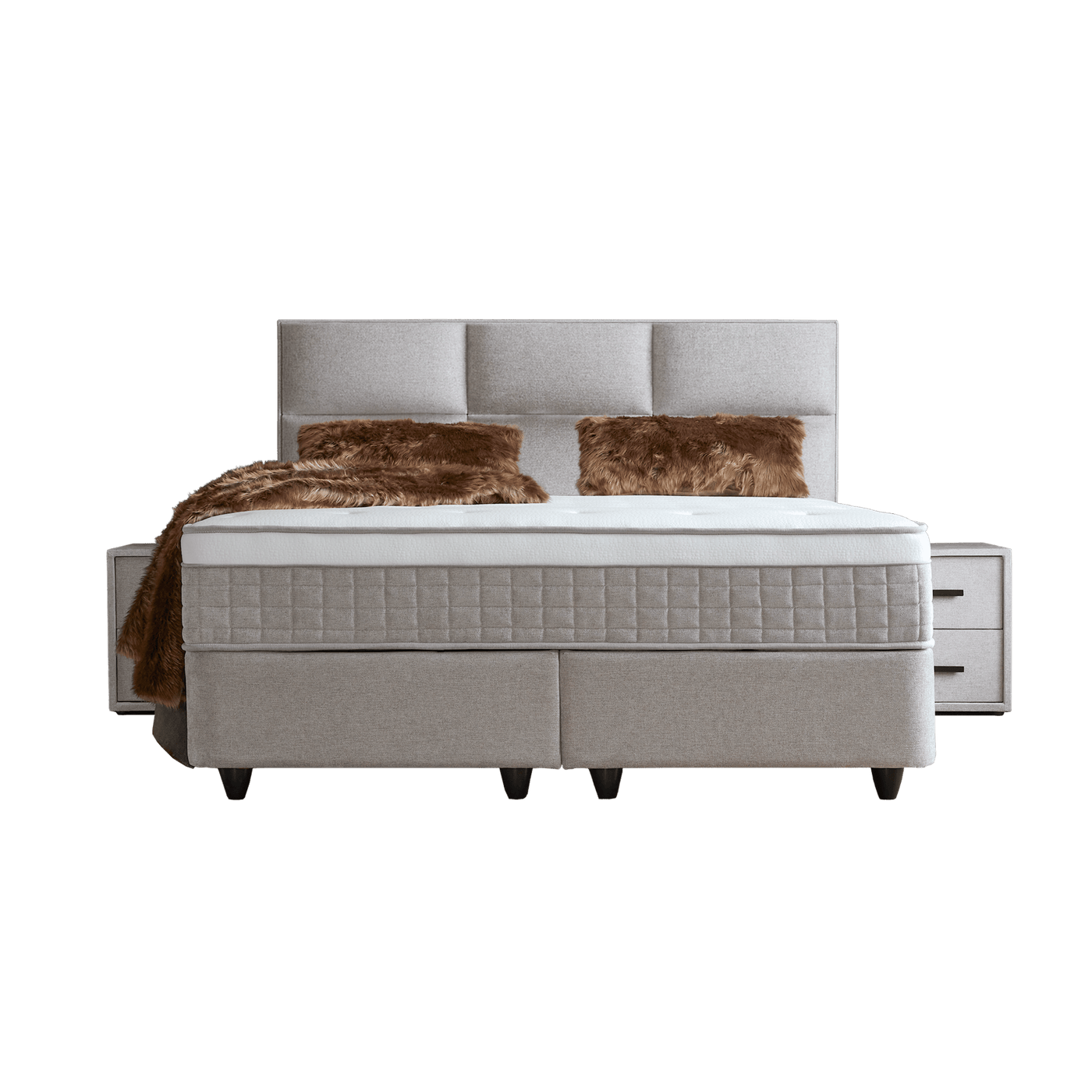 Lit Ayana — Boxspring capitonné à coffres