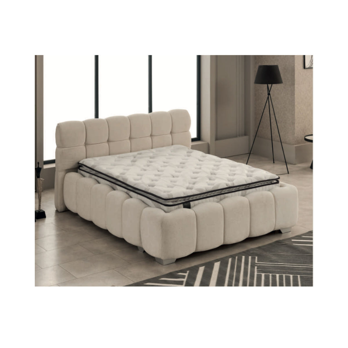 Lit boxspring Oscar — Tête de lit matelassée