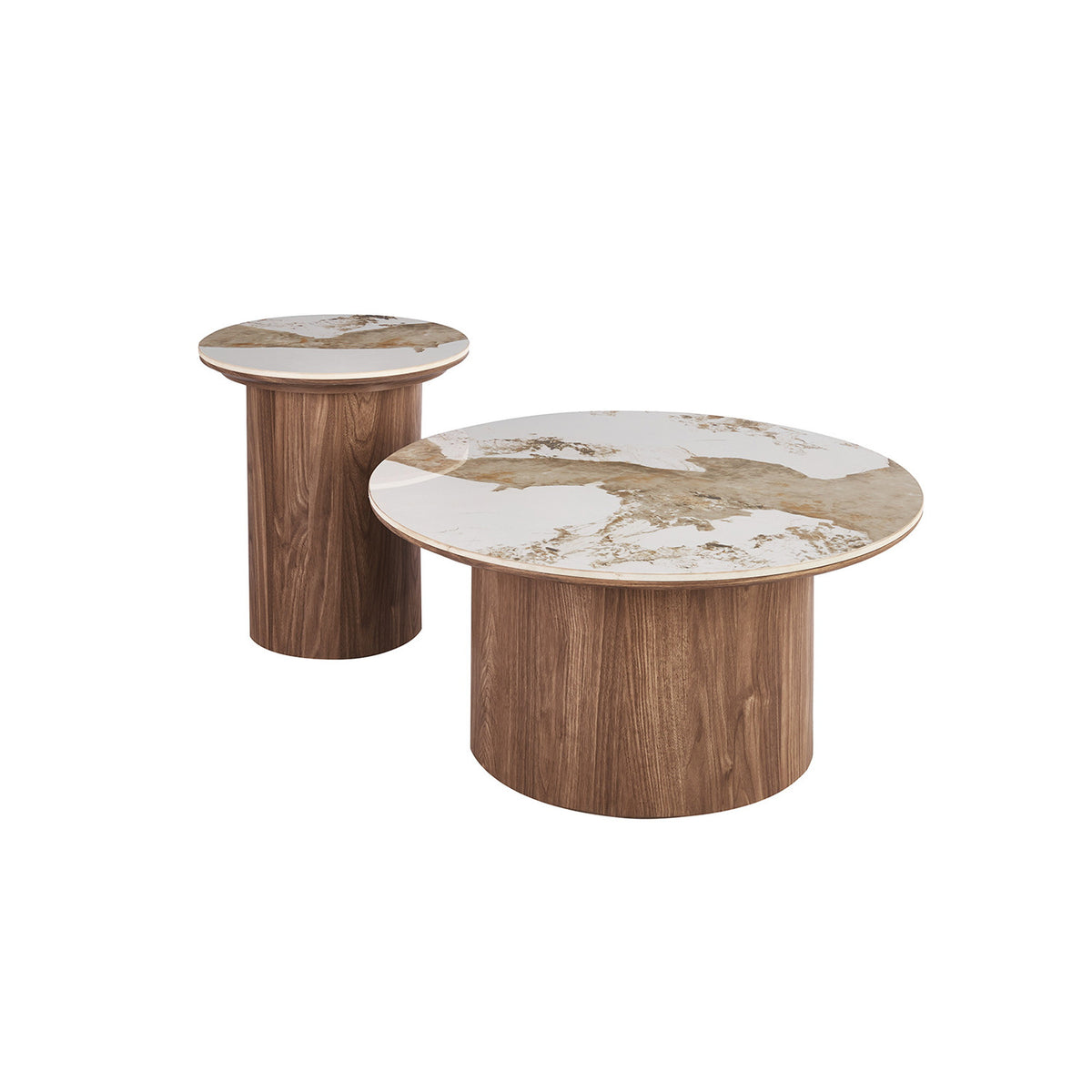 Table d'appoint Evora — 45 cm ronde, pierre brillante
