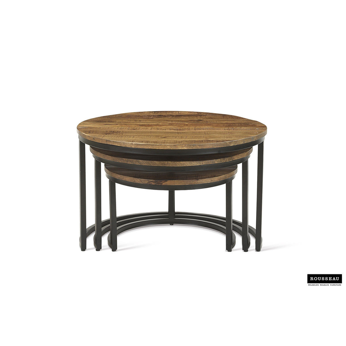 Tables basses Arnod — Set de 3, bois de manguier