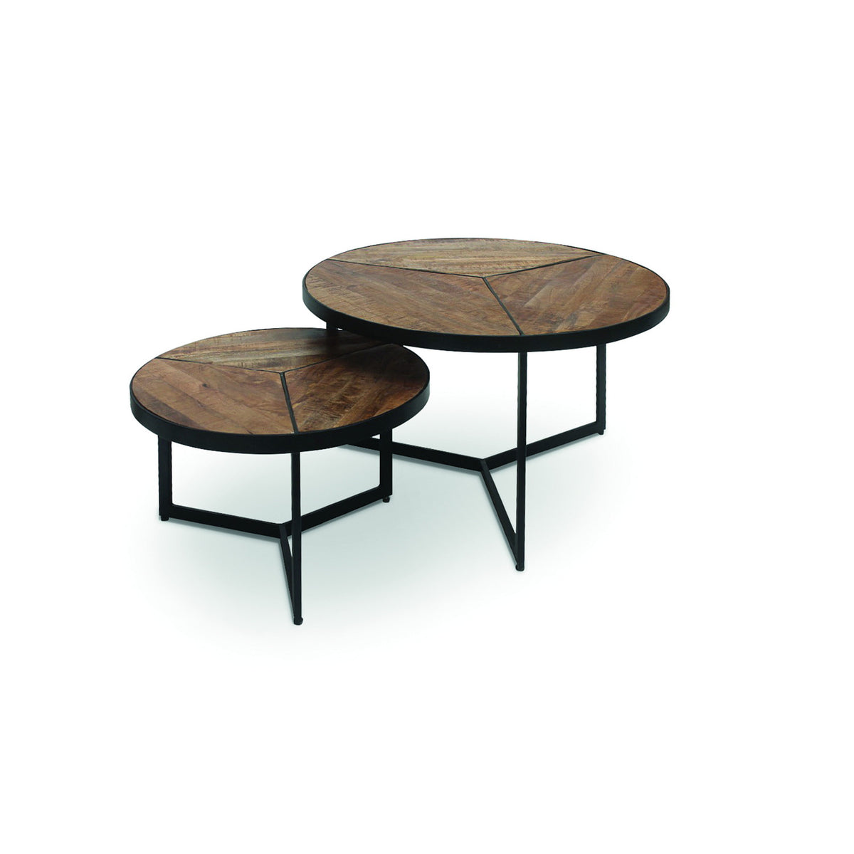 Table basse Laveu — Set de 2, bois de manguier