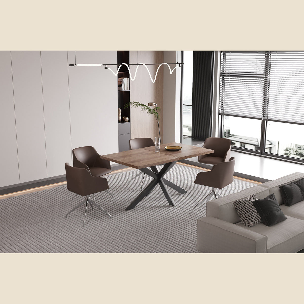 Table extensible Kos — 160-200 cm, décor bois brun