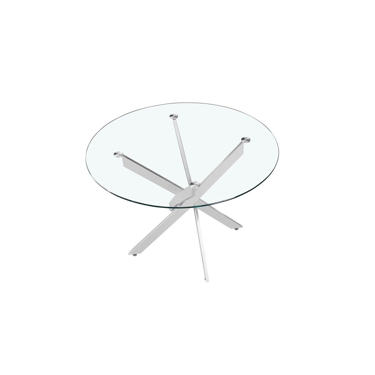 Table Lasi — Verre trempé, pieds chromés
