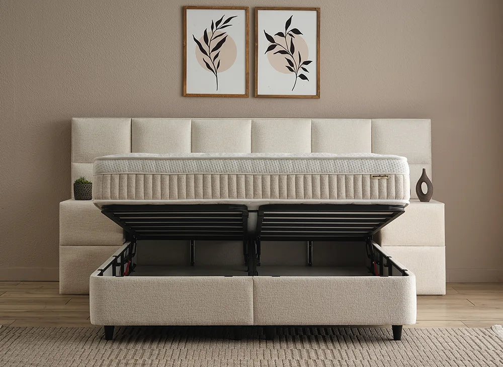 Lit Conso — Boxspring à coffres de rangement