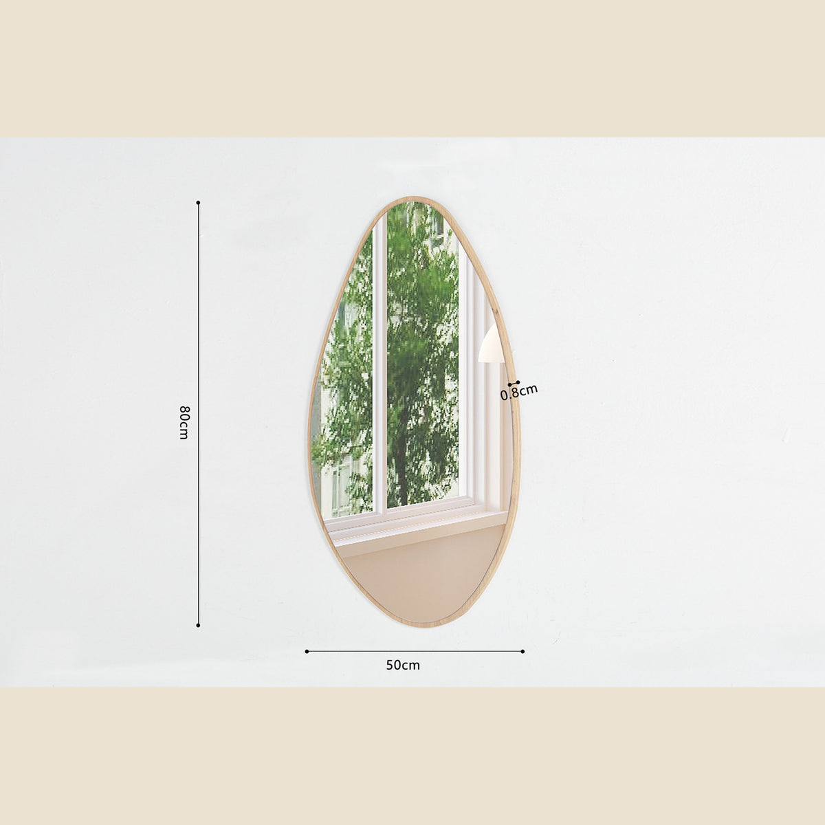 Miroir Rana — Forme organique, chêne vieilli