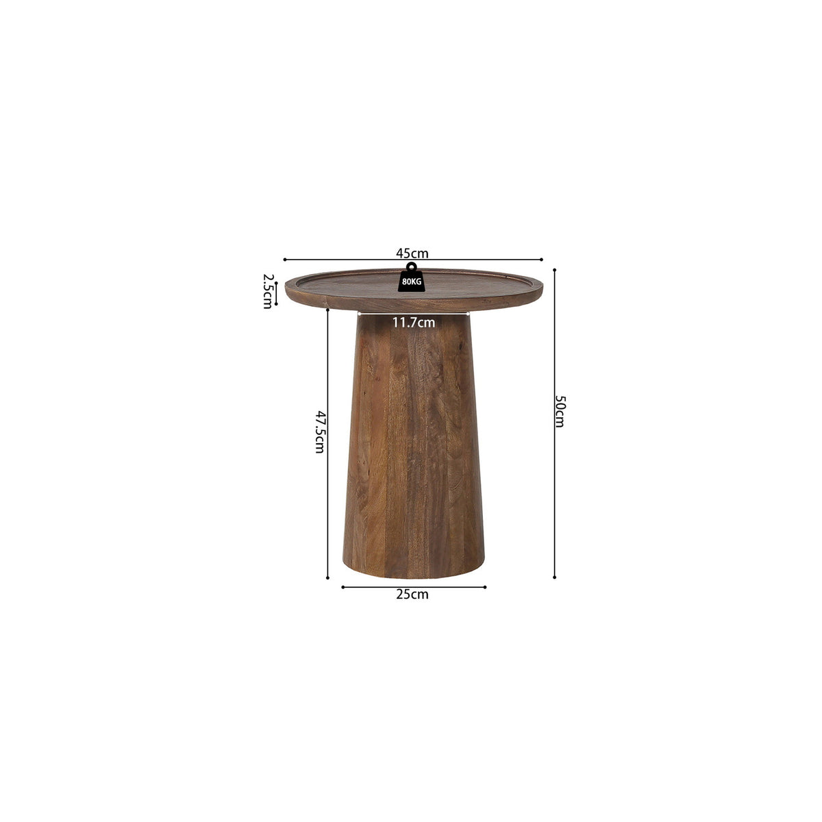 Table basse Jules — Ronde, bois de manguier