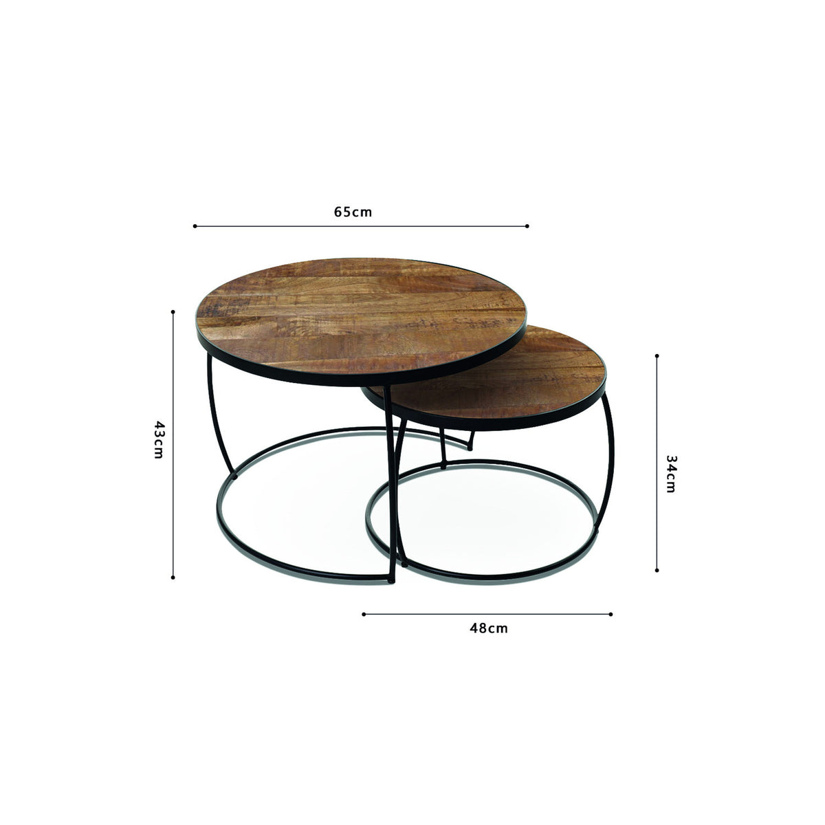 Table basse Lars — Set de 2, bois de manguier