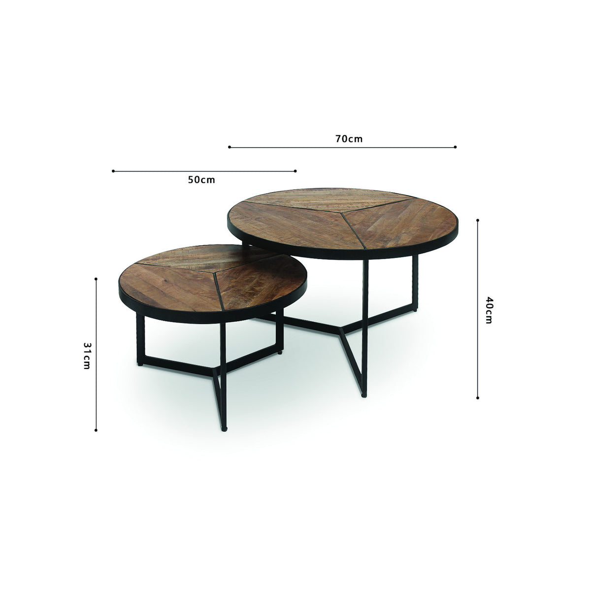 Table basse Laveu — Set de 2, bois de manguier