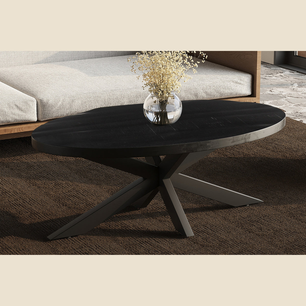 Table basse Madeira — Ovale, bois de manguier