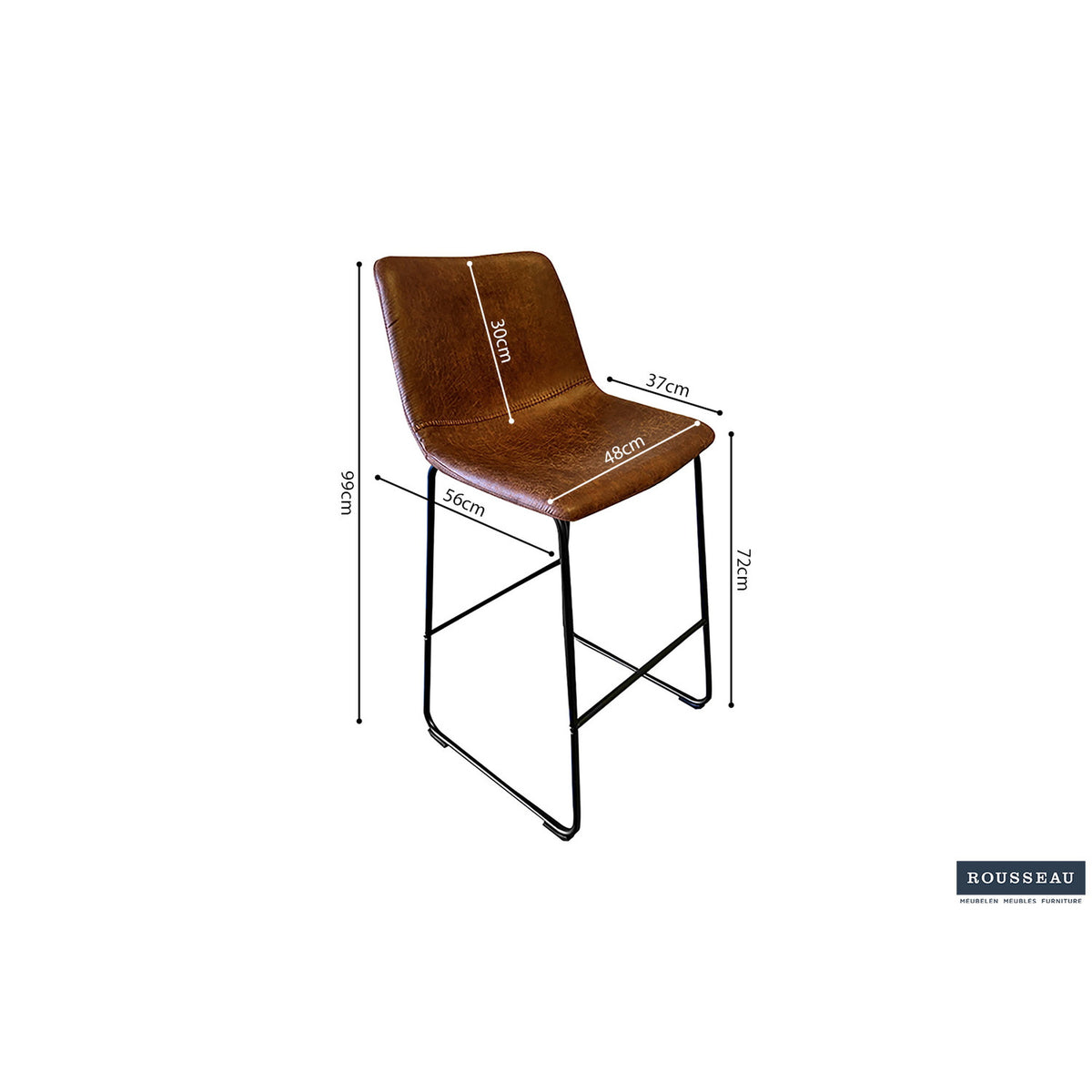 Tabouret de bar Mancia — PU cognac
