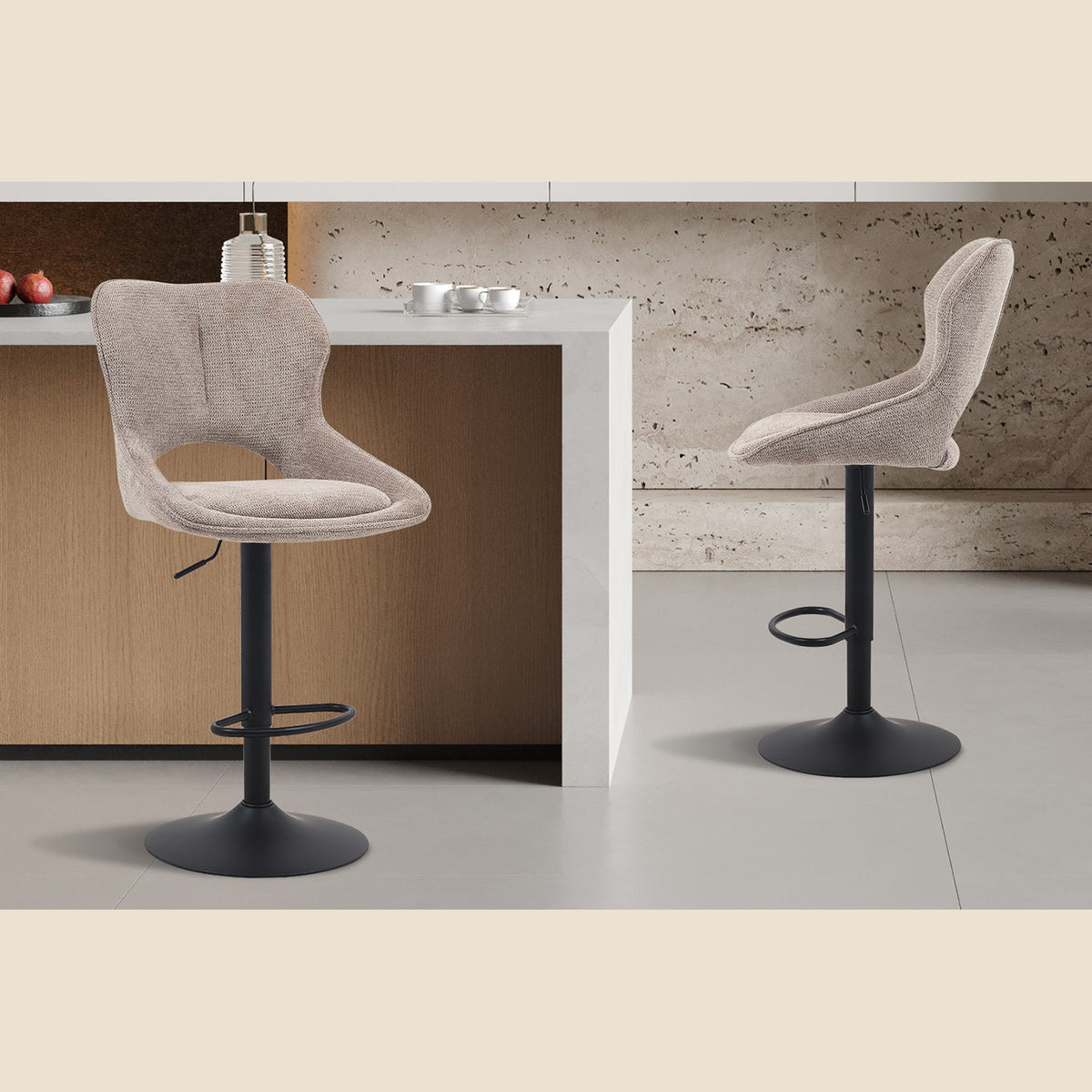 Chaise de bar Mori — Tissu, hauteur réglable