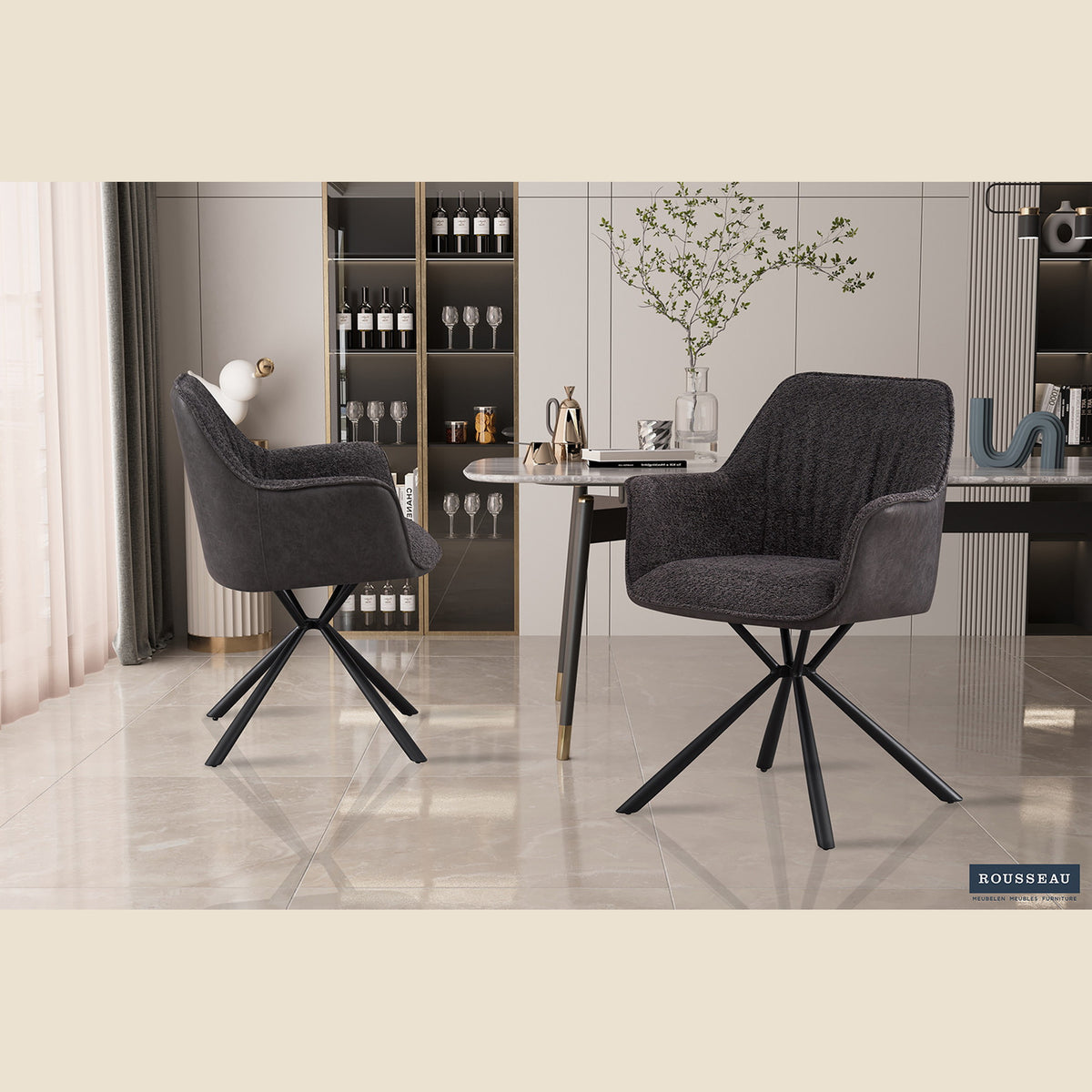 Chaise Lucie — Bouclé et simili