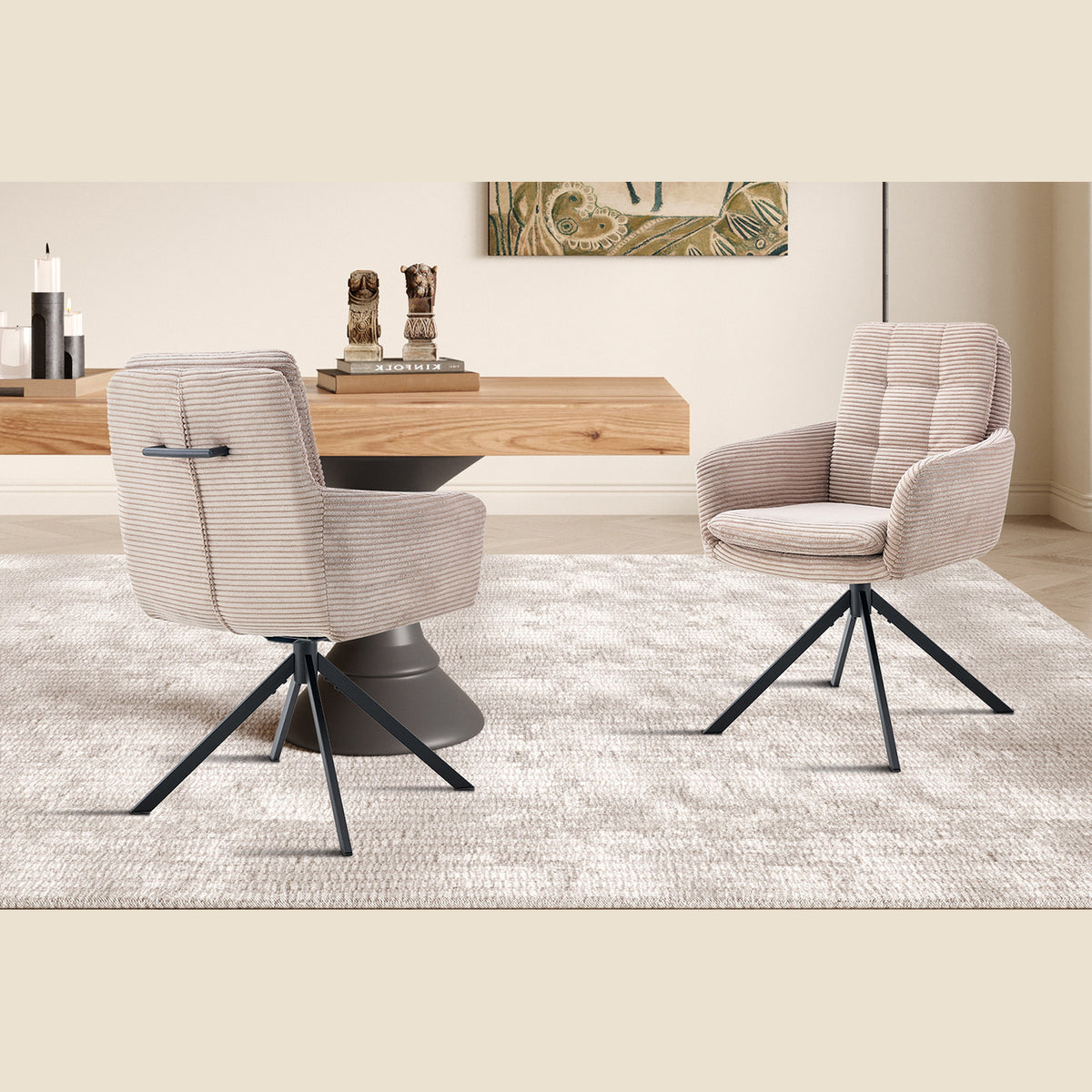 Chaise Luna — Velours côtelé, pivotante