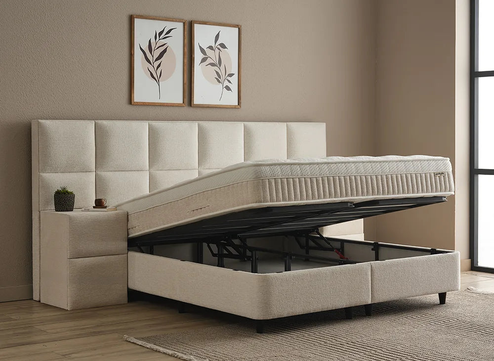 Lit Conso — Boxspring à coffres de rangement
