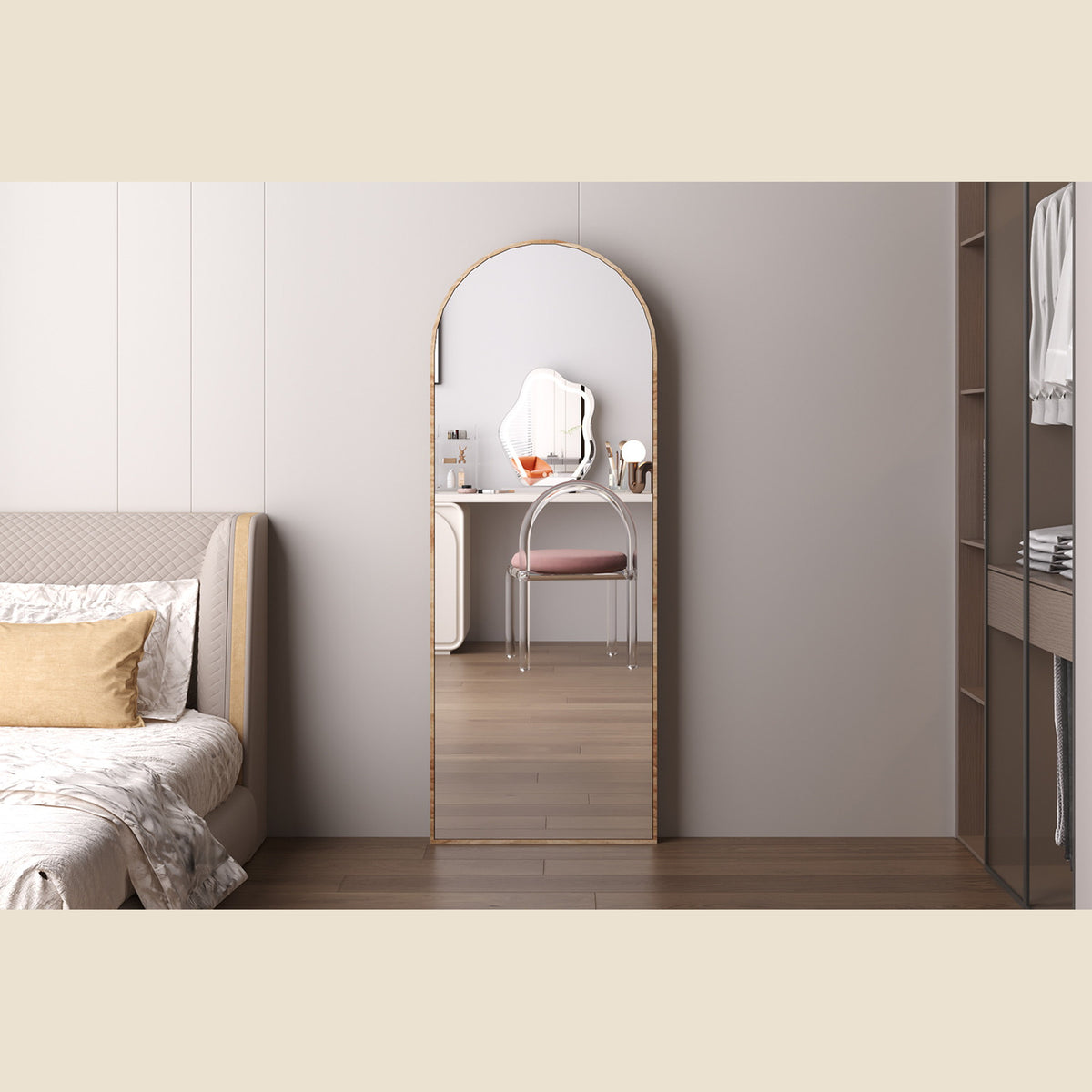 Miroir Rosalie — Arche sur pied, chêne vieilli