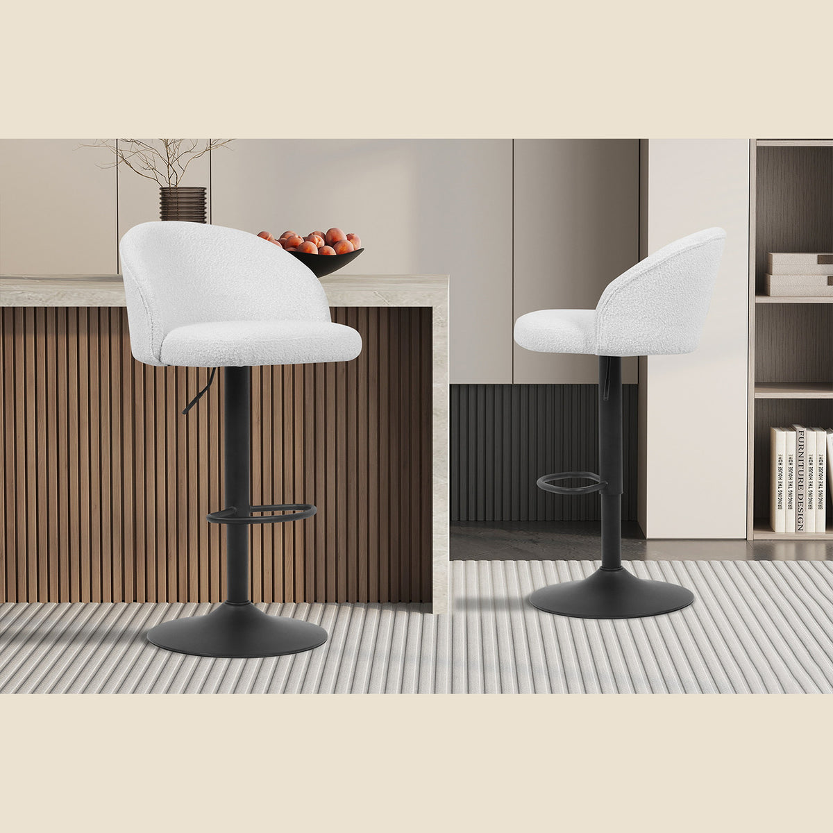 Tabouret de bar Arda — Bouclé