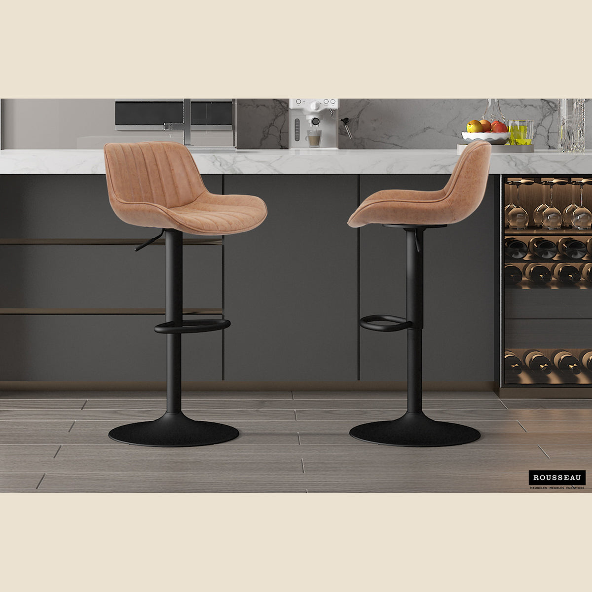 Tabouret de bar Fenna — PU vintage